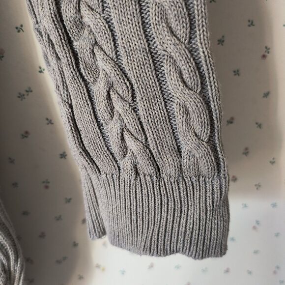 Lauren Ralph Lauren Sweater Women XL* Gray Cable Knit Cotton Hi Lo *Minor Flaws* - Picture 5 of 16